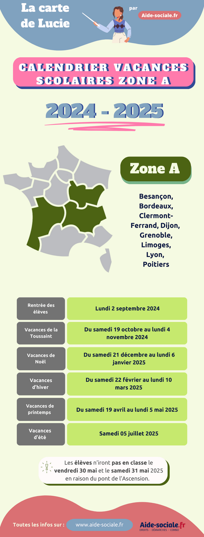 Calendrier scolaire zone A